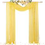 Outdoor Curtains Yellow Sheer Chiffon Arch Drapes 2 Panels 29 x 20 ft