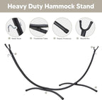 SUNCREAT Portable Outdoor Hammock with Stand Included, Double Hammock with Tassel for Outside, Beige