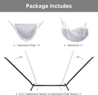 SUNCREAT 2-in-1 Convertible Extra Large Hammocks with Stand, Heavy Duty 2 Person Hammock for Outside with Stand, Patented, Light Gray