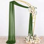 Olive Green Sheer Chiffon Arch Drape Curtains, 29 x 236 Inch Panel