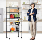 BestOffice | 5-Tier Wire Storage Shelves with Wheels | 14x30x60 | Black | Adjustable Racks | Heavy-Duty Metal Shelf, Holds Upto 220 lbs | No-Tool Assembly | Ideal for Home & Garage Shelving