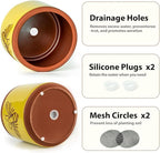 YBX Terracotta Pots Inch with Drainage Holes, Bee Decor, Ceramic Pots for Indoor Plants Flower Pots Outdoor, Succulent, Herbs, Snake Plants (Yellow, 6+4 Inch)