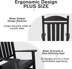 Devoko HDPE Rocking Chair Plastic Outdoor Indoor Patio Rocker Chair High Back All Weather Rocker for Patio Backyard Porch Garden (Black)