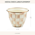 MACKENZIE-CHILDS Flowerpot, Decorative Garden Pot for Growing Plants, Brown-and-White Mocha Check