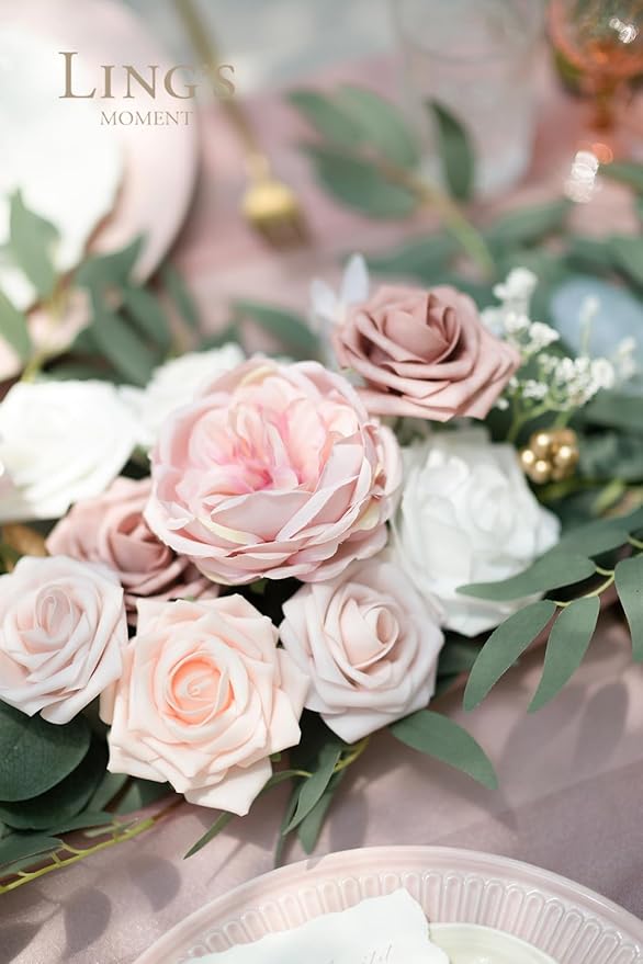Artificial Flower Garland 6 FT Dusty Rose Eucalyptus Silk Greenery