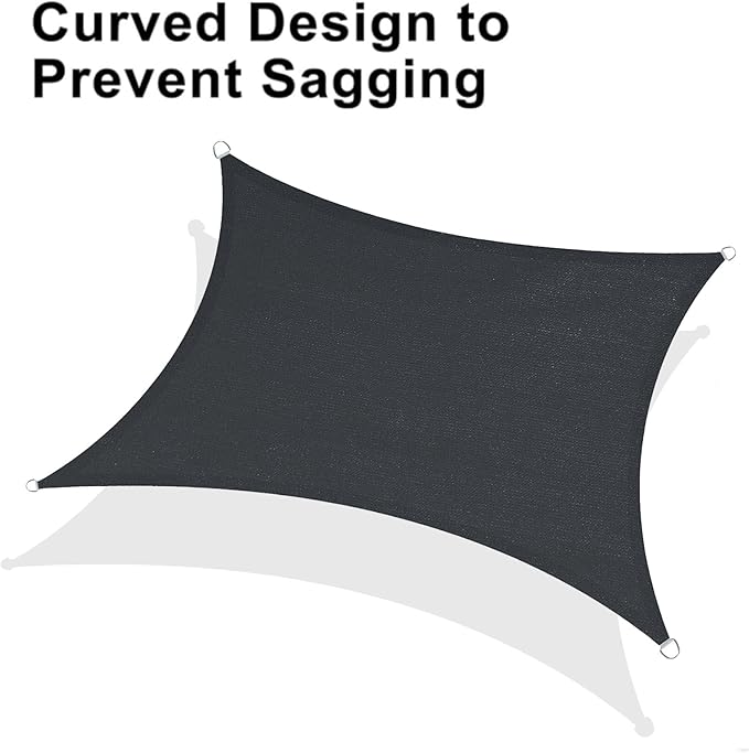 LOVE STORY Custom Size 10'x24' Graphite Grey Sun Shade Sail Rectangle UV Block Canopy Patio Sail Sunshades Fabric for Outdoor Garden Carport (We Make Custom Size)