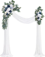 Artificial Flowers Wedding Arch Swag Kit, Dusty Blue and White, 26 Ft Drape
