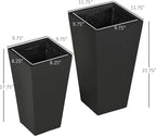 Outsunny 2-Pack Outdoor Planter Set, Flower Pots with Drainage Holes, Durable & Stackable Plant Pot, 22in & 18in, for Porch, Entryway, Patio, Yard, Garden, Black