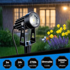 All-in-One Low Voltage Landscape Lighting, Dusk to Dawn Transformer Timer, Waterproof Spotlights, Dimmable LED Outdoor Landscaping Lights Kit for Yard Backyard Tree House 24V Warm White 4 Pack