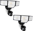 LUTEC 80W 9000LM LED Security Lights Motion Sensor Outdoor Lights, 4 Head LED Flood Lights Outdoor 5000K Daylight, IP65 Waterproof, Motion Detected Lights for Outside, Garage, Yard (Black) - 2 Pack