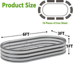zizin 2 Pack Oval Galvanized Raised Garden Bed Kit 6x3x1ft Large Metal Planter Box for Outdoor Vegetables, Silver