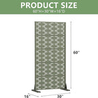 Casaphoria Metal Privacy Screen Outdoor, 60" x 30" W Freestanding Decorative Privacy Screen for Patio Deck Balcony Garden with Stable Base, Green-Brick