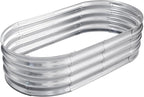 TATAANTY Galvanized Raised Garden Bed for Outdoor: 4X2X1ft Durable Metal Vegetable Plant Container Kit - Oval Planter Box for Gardening Flower Trough
