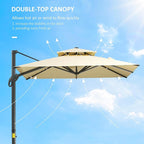 Outsunny 10ft Offset Patio Umbrella, Hanging Cantilever Umbrella, Square Shape, Aluminum Cross Base, Tilt, 360-Degree Rotation