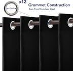 PureFit Outdoor Curtains for Patio Waterproof Weatherproof, UV Resistant Outside Curtains for Gazebo, Front Porch, Pergola, Sun Blocking Privacy Curtain, 100W x 95L inch, 1 Panel, Black