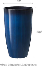 Glitzhome 23.5" H Oversized Tall Round Tapered Planter, Set of 2 Large Gradient Cobalt Blue Faux Ceramic Tall Planters Pots, Plastic Flower Pots with Drainage Holes for Front Porch Patio Garden Deck