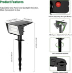 Solar Spot Lights Outdoor with 7 Lighting Modes RGB, 2 Pack Solar Color Changing Lights IP68 with 29 LED & Auto On/Off, Multicolor Outdoor Lights for Outside, Garden, Yard(Multicolor)