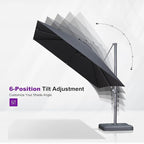 PURPLE LEAF Patio Umbrella 9' X 9' Rectangle Cantilever Umbrella Large Aluminum Outdoor Umbrellas with 360-degree Rotation & UPF40+ Premium Fabric for Deck Pool Garden Yard, Mist Grey