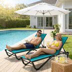 Kozyard Outdoor Chaise Lounge Chair, Full Aluminum Frame, Adjustable Reclining Patio Lounger for Poolside, Sunbathing & Backyard, Textilene (Aqua)