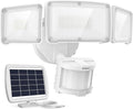 LEPOWER 1600LM LED Solar Security Lights Motion Outdoor, Motion Sensor Light, 5500K White Light, IP65 Waterproof Outdoor Flood Solar Light with 3 Adjustable Head for Yard, Garage（White）