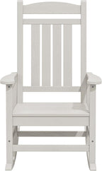 KINGYES Oversized Outdoor Rocking Chair Set of 4, High Density Polyethylene Patio Rocking Chairs with 330lbs Support for Adults, White