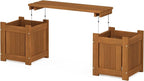 Furinno Tioman Hardwood Mini Outdoor Planter Box with Bench for Garden Plant