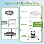 iDavosic.ly 4 Tier Corner Plant Stand Indoor, 45 Inch Tall Vertical Metal Flower Heavy Duty Pot Holder Shelf Outdoor for Patio Porch Living Room, White & Rustic Brown - Round