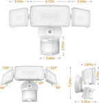 LEPOWER LED Security Lights Motion Sensor Light Outdoor, 38W 4200LM Light, 5500K, IP65 Waterproof, 3 Head Detected Flood Light for Garage, Yard, Porch (White)