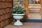 Southern Patio Dynamic Design 18 Inch Outdoor Home Resin Grecian Urn Versatile Planter Pot for Entryways and Backyard Patios, White