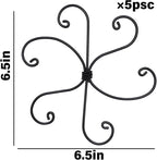 Black Monstera Plant Support Hook - 6.5 * 6.5IN -5 Piece Set, Durable Metal Stem Supports for Indoor Plants, Leaf Holder & Fishbone Cactus Stake, Stylish Design for Healthy Growth & Easy Care