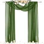 Olive Green Sheer Chiffon Arch Drape Curtains, 29 x 236 Inch Panel