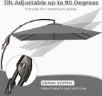 Grand patio 10x10 FT Patio Cantilever Umbrella with Base Outdoor Large Square Tilting Offset Umbrellas for Deck Backyard (Gray, 10x10 FT)