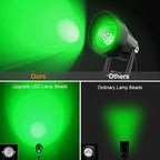 St. Patrick's Day Green Spotlights Outdoor, 14 LED Landscape Lighting with US Plug, IP65 Waterproof Spot Lights for Tree Yard Garden Pathway Halloween Christmas Decor, 4 Pack
