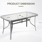 TLSUNNY Patio Outdoor Table W/ 1.69″ Umbrella Hole, 30"X 55" Rectangular Tempered Glass Patio Dining Table for 6, Outdoor Metal Furniture, All-Weather Use, for Patio, Graden, Backyard (Grey)