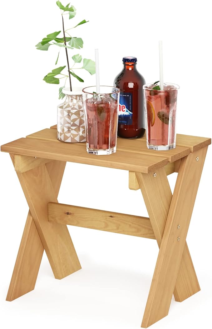 Furinno Tioman Outdoor Side Table Flower Stand, Pine Wood