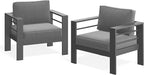 Wisteria Lane Patio Furniture Metal Armchair, Set of 2, Metal Outdoor Chairs with Upgraded Cushions, All-Weather Outdoor Single Sofa for Balcony, Garden, Deck, Backyard, Grey
