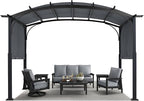 MASTERCANOPY 10x12ft Outdoor Retractable Pergola with Sun Shade Canopy Patio Metal Garden Pergola,Dark Grey