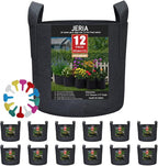 JERIA 12-Pack 30 Gallon Grow Bags, 300G Thickened Nonwoven Garden Pots,Heavy Duty Fabric Pots with Reinforced Handles
