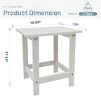Adirondack Side Table - HDPS Weather Resistant, End Table for Patio, Pool, Deck, Porch, Indoor/Outdoor Use, White