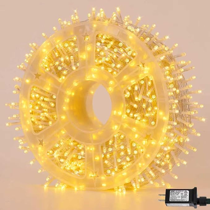 String Lights, 165 ft 500 LED Warm White Outdoor Lights with 8 Modes