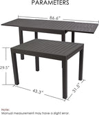 Kozyard Villa Expandable Patio Dining Table - Adjustable, Aluminum Outdoor Furniture for 4-6 Person, Perfect for Backyard, Porch, Deck, Garden - Brown, 43"- 86"