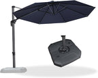 PURPLE LEAF 10 Feet Patio Umbrella With Base Outdoor Cantilever Round Aluminum Offset With 360-Degree Rotation for Deck Garden Pool Navy Blue