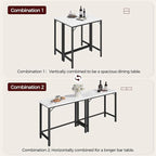 Narrow Bar Table, 63-Inch Pub Table for Dining Room, Counter Bar Tables with Sturdy Metal Frame, Connectable Bar Table, Multifunctional Console Table, Marble and Black BTHM1601