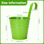 KINGLAKE Flower Pots,10 Pcs Metal Iron Hanging Flower Plant Pot Balcony Garden Plant Planter Baskets Fence Bucket Pots 6.3'' Flower Holders with Detachable Hook