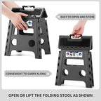 Delxo Folding Step Stool 13 inch Height Heavy Duty Foldable Step Stools for Adults and Kids,Kitchen Small Collapsible Fold Up Stepping Stool 1 Pack in Grey Dotted Texture