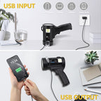 Spotlight 100000 Lumens, 6 Modes Led Rechargeable Spotlight Flashlight As Seen on TV with Tripod, Color Filters, Super Bright Solar Spot Lights Outdoor Handheld for Hunting, Boating, Camping