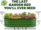 Plant & Plot Galvanized Raised Garden Beds Outdoor // 4×2×1 ft (2-Pack) Planter Raised Beds for Gardening, Vegetables, Flowers // Large Metal Garden Box // Patented Tool-Free Design (Olive Green)