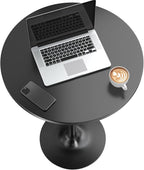 Furmax Bistro Pub Table 2 Pack Round Bar Height Cocktail Table Metal Base MDF Top Obsidian with Black Leg 23.8-Inch Top, 39.5-Inch Height (Black)
