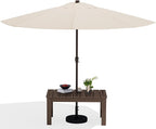 SERWALL Outdoor Coffee Table with 9FT Umbrella, HDPE Patio Coffee Table for Outside, Rectangle, Coffee(Not Include Umbrella Base)