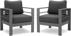 Solaste Patio Furniture Metal Armchair,2 PCS All-Weather Aluminum Garden Outdoor Contemporary Sofa Chair with Cushions, Grey